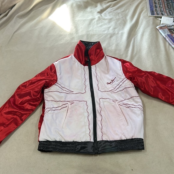 Vintage 1990s Reversible Pepe Jeans Jacket Size M. Red, White & Charcoal Gray. - Picture 8 of 16
